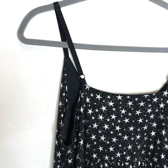 Cosmic Aura Star Silver Foil Mesh Tiered Maxi Dress Womens Plus 4X Whimsigoth 4 - Picture 9 of 11